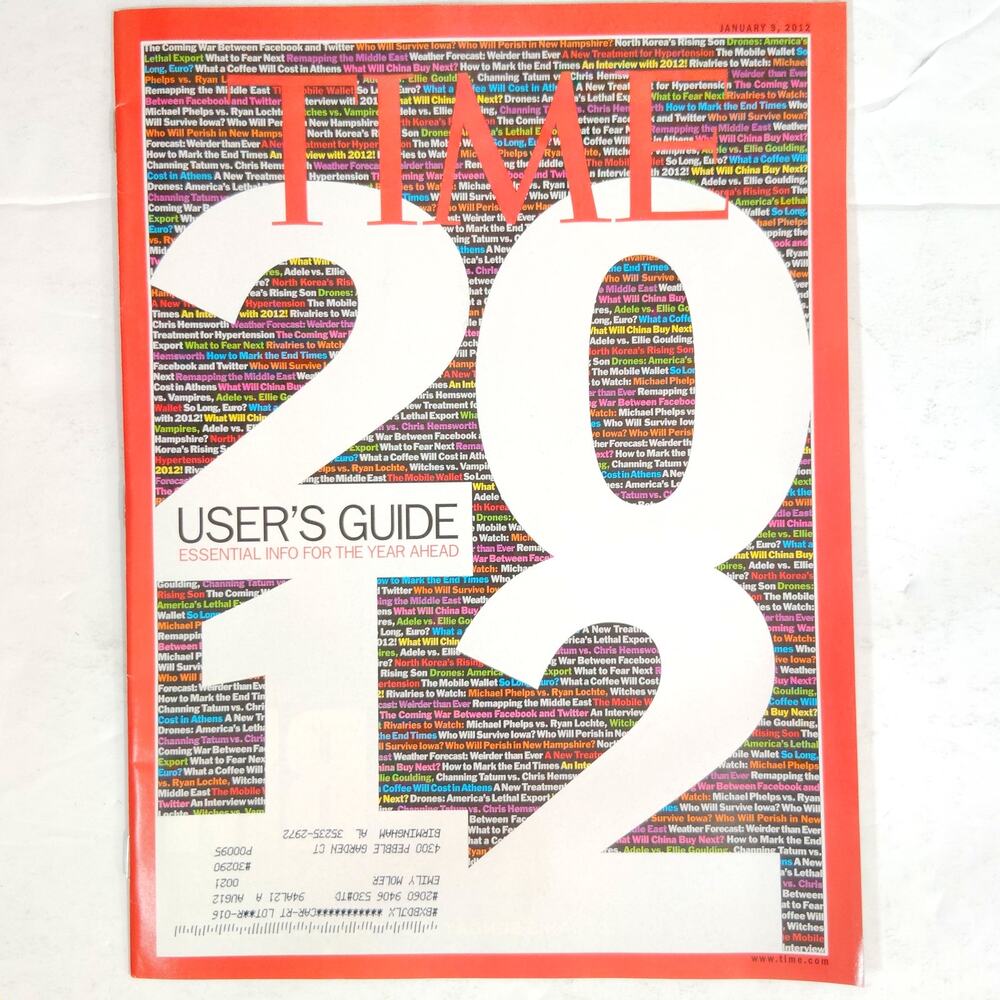 TIME Magazine January 9 2012, User's Guide for 2012, Boing 787 Dreamliner
